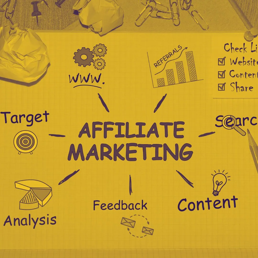 Notebook sketch of an affiliate marketing plan