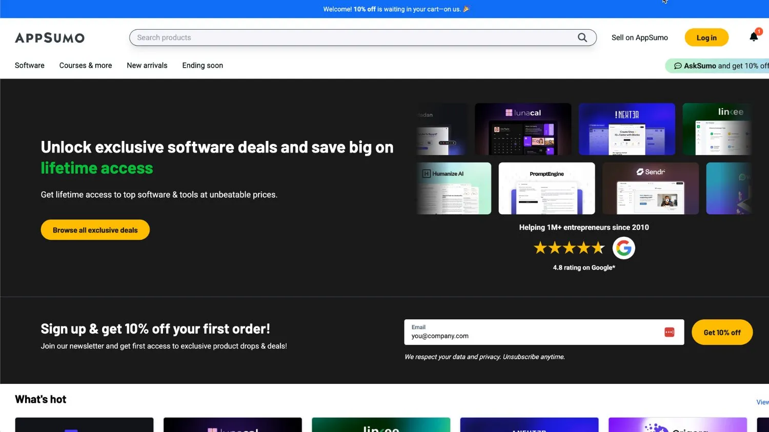 AppSumo website homepage