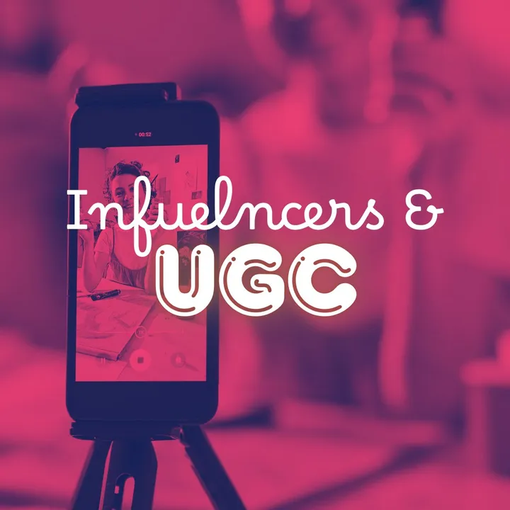 Phone on a tripod with the words Influencers and UGC